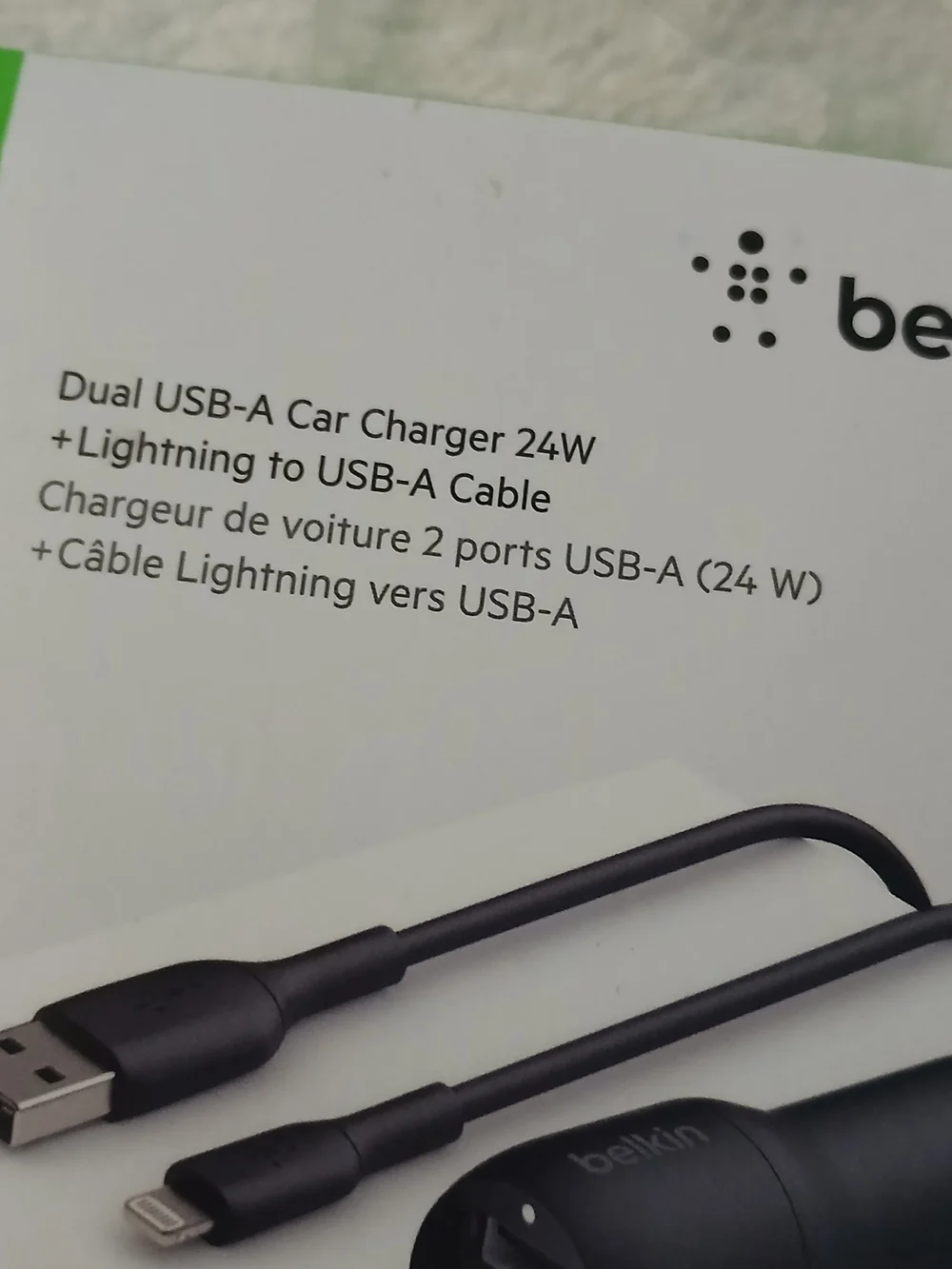 belkinDual USB-A Car Charger + Lightning Cable (24W)